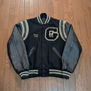 Vintage Wool and Leather Varsity Jacket Made in USA - Size M